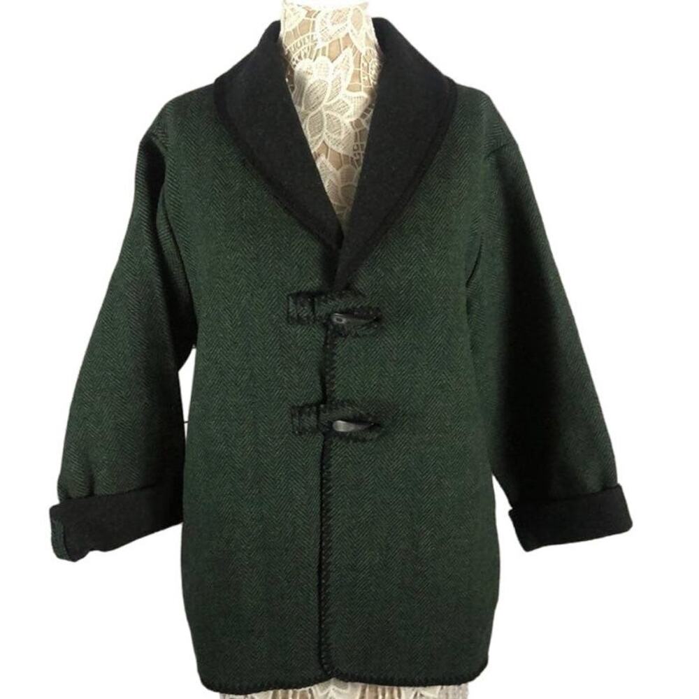NWT Marsh landing wool mix jacket coat in green herringbone size medium